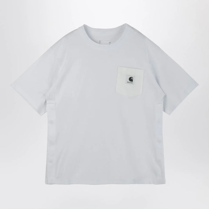 Sacai x Carhartt WIP - White cotton T-shirt with logo patch Brand Apparel &amp; Accessories > Clothing > Shirts &amp; Tops 3