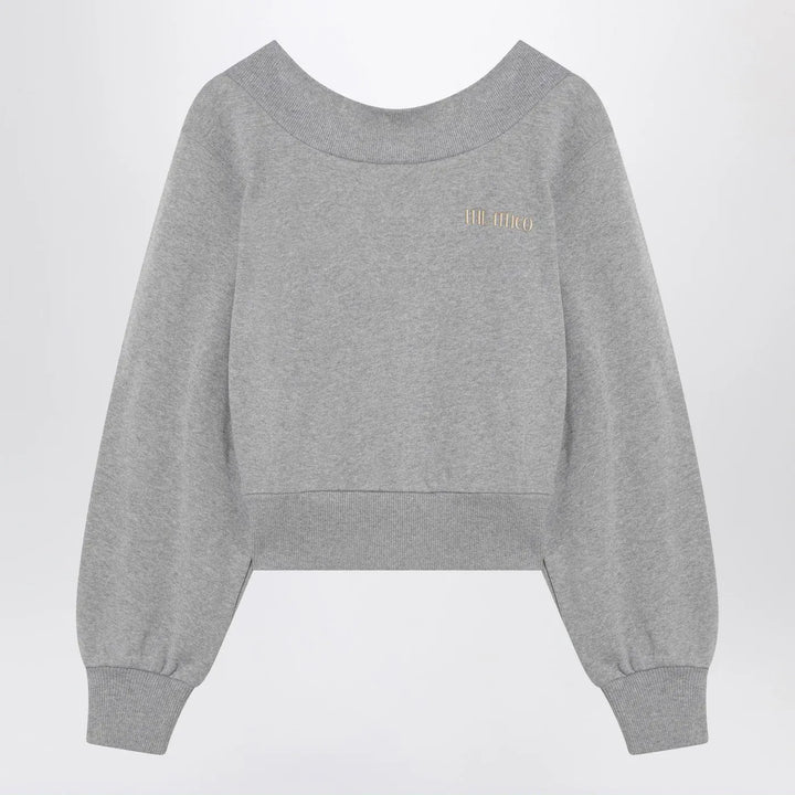 The Attico - Gray mélange/beige sweatshirt with cut out Brand Apparel &amp; Accessories > Clothing > Shirts &amp; Tops 40  IT