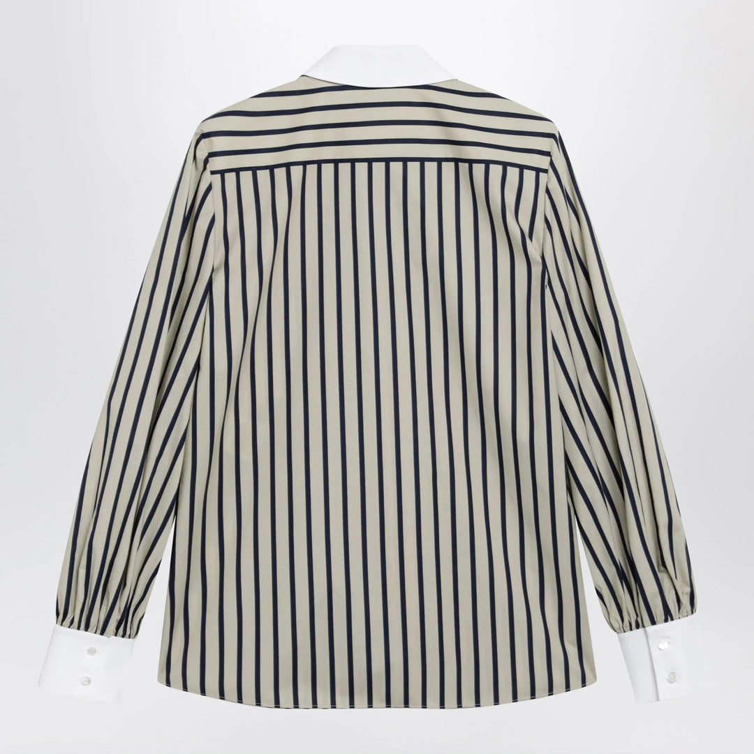 Valentino - Striped cotton shirt with scarf in beige and blue Brand Apparel &amp; Accessories > Clothing > Shirts &amp; Tops 40  IT