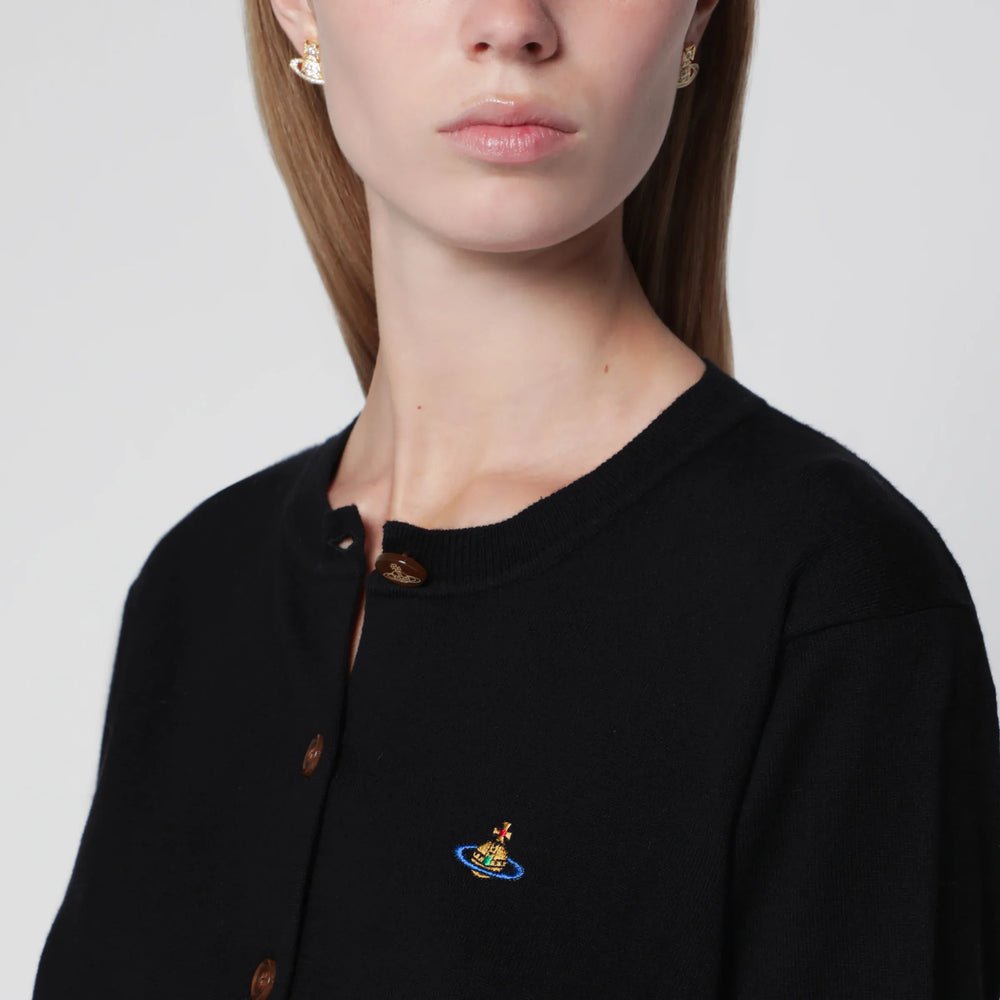 Vivienne Westwood - Bea cotton-cashmere cardigan with Orb embroidery, black Brand Apparel & Accessories > Clothing > Shirts & Tops