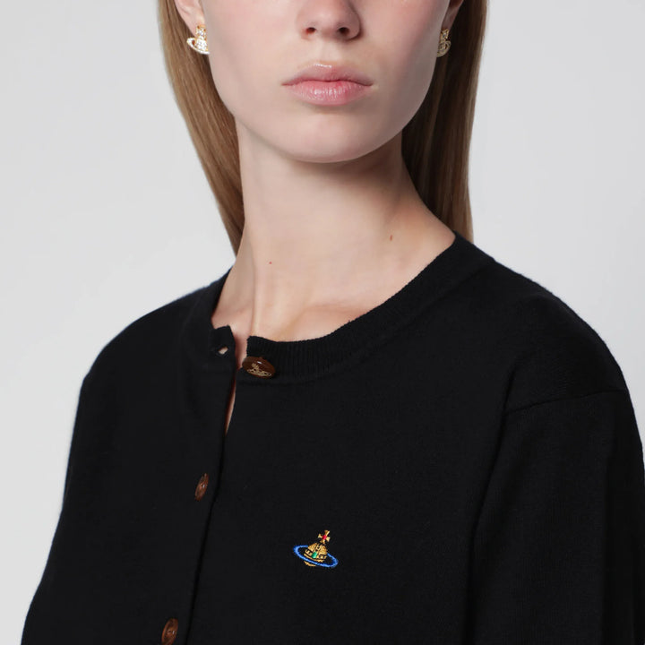 Vivienne Westwood - Bea cotton-cashmere cardigan with Orb embroidery, black Brand Apparel &amp; Accessories > Clothing > Shirts &amp; Tops
