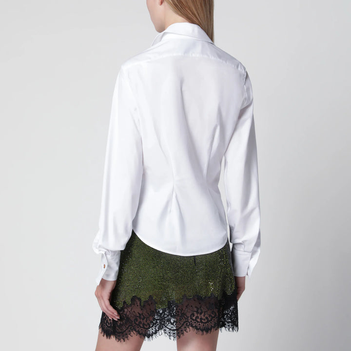Vivienne Westwood - Drunken cotton poplin shirt with Orb embroidery, white Brand Apparel &amp; Accessories > Clothing > Shirts &amp; Tops 38  IT