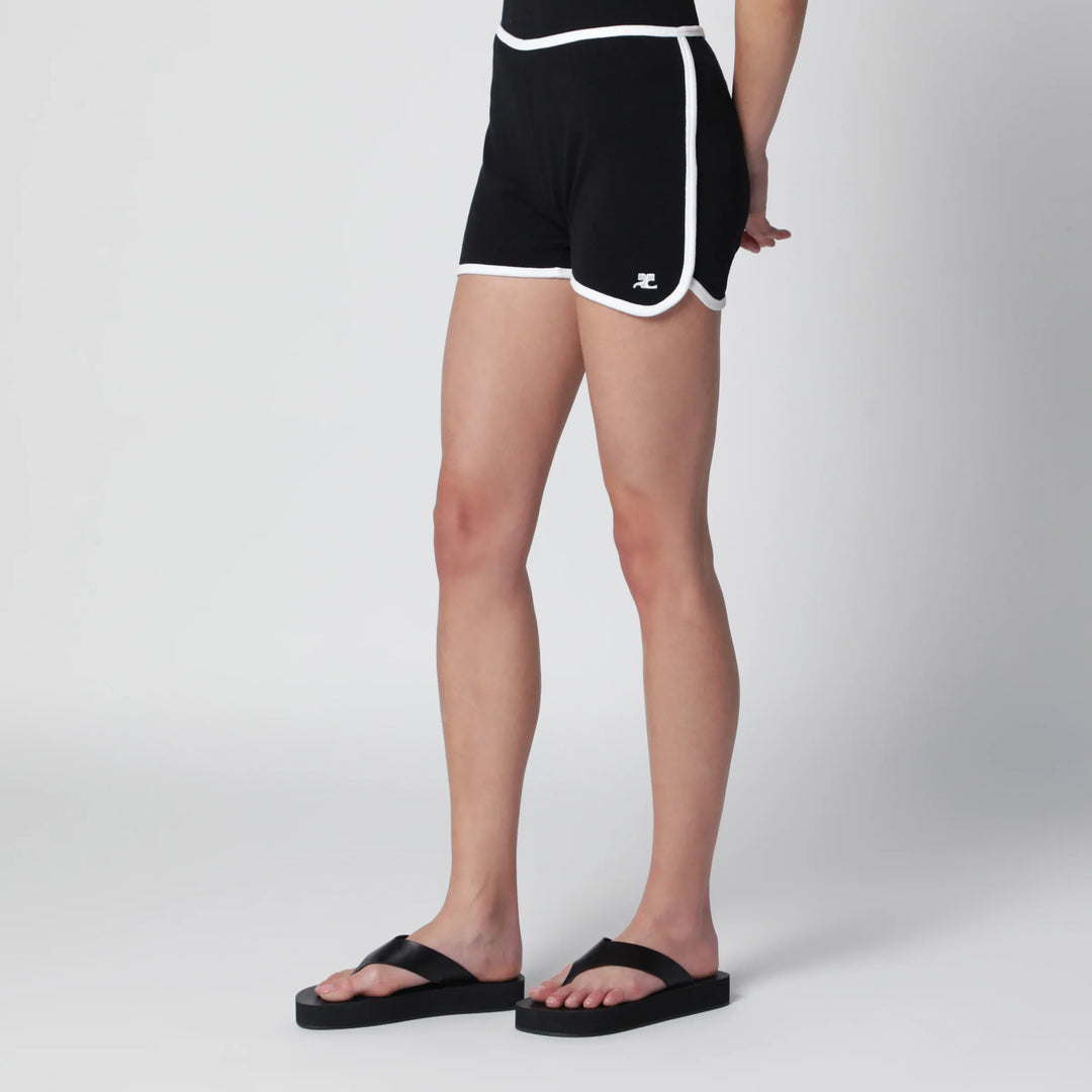 Courrèges - Contrast mini jersey shorts in black cotton Brand Apparel &amp; Accessories > Clothing > Shorts