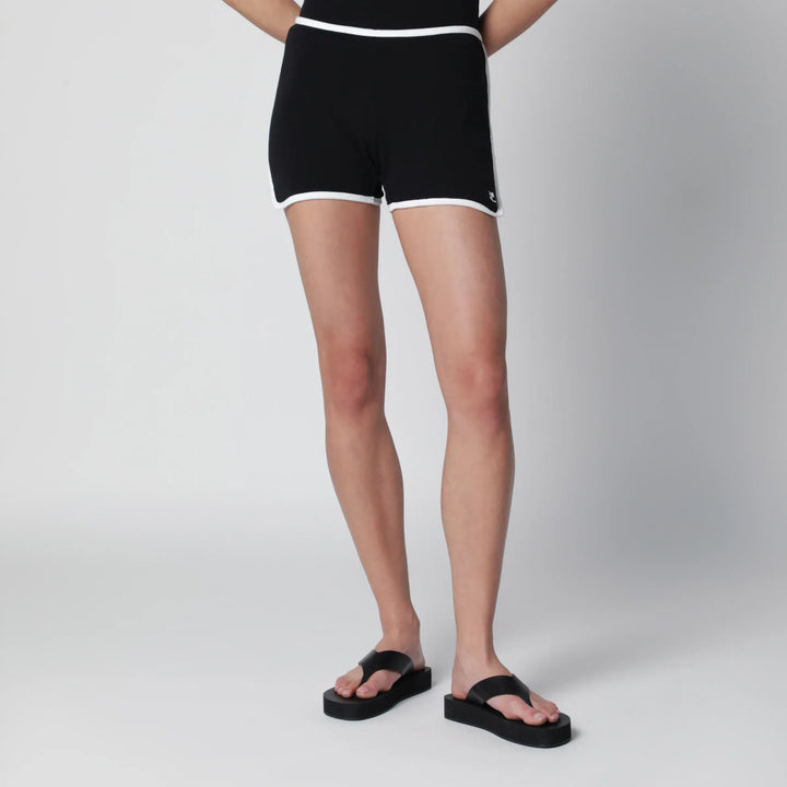 Courrèges - Contrast mini jersey shorts in black cotton Brand Apparel &amp; Accessories > Clothing > Shorts XS