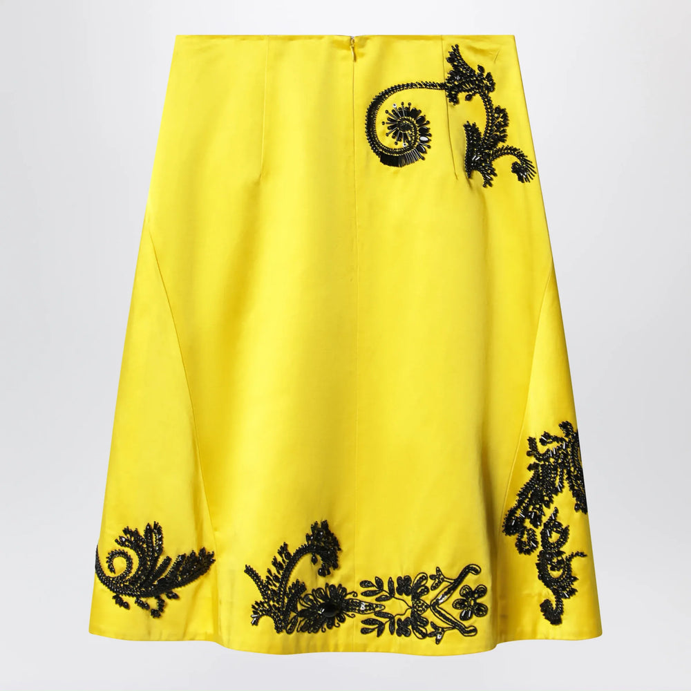 Dries Van Noten - Yellow skirt with black sequin embroidery Brand Apparel & Accessories > Clothing > Skirts 36  FR