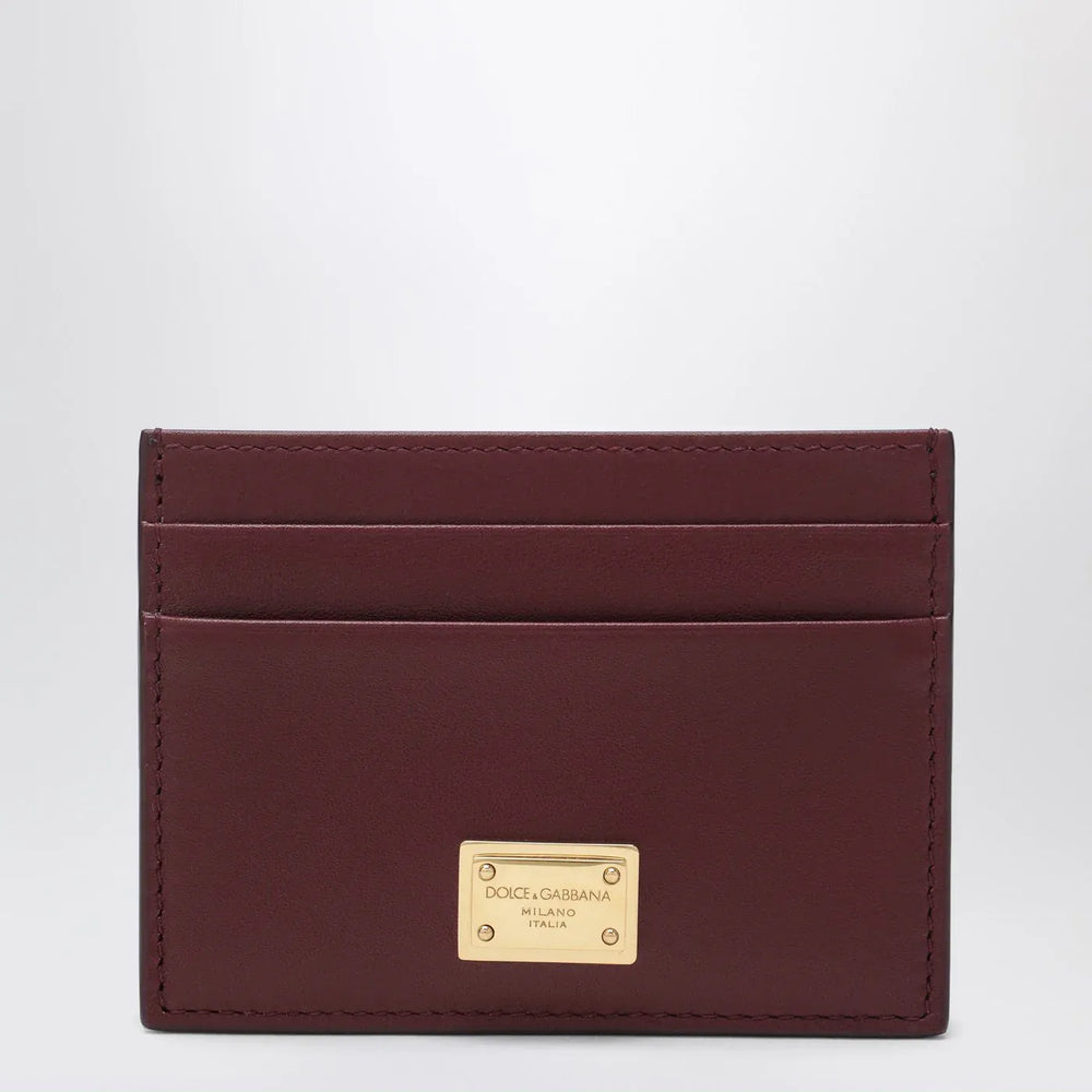Dolce&Gabbana - Bordeaux leather cardholder with logo plate Brand Apparel & Accessories TU