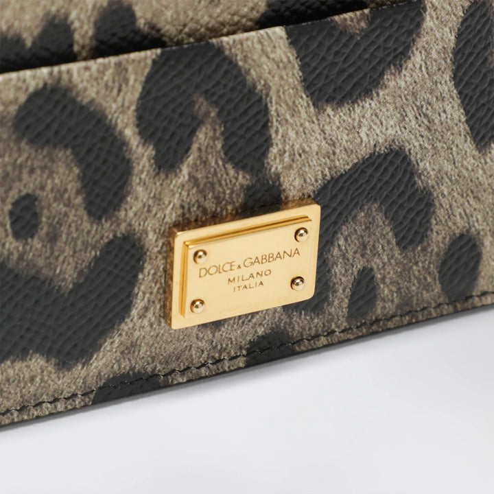 Dolce&amp;Gabbana - Card holder in leopard-print Dauphine leather with logo plaque Brand Apparel &amp; Accessories TU