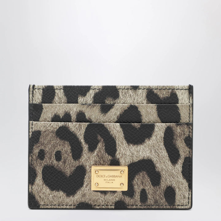 Dolce&amp;Gabbana - Card holder in leopard-print Dauphine leather with logo plaque Brand Apparel &amp; Accessories TU