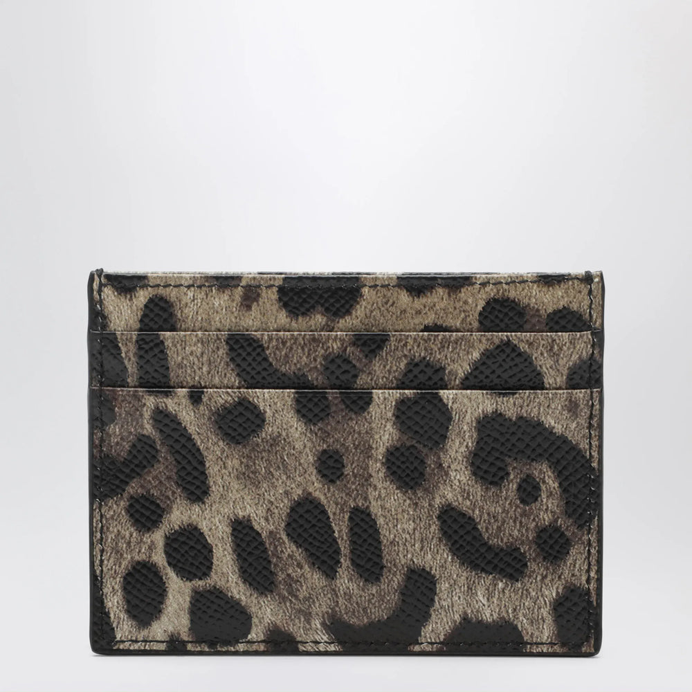 Dolce&Gabbana - Card holder in leopard-print Dauphine leather with logo plaque Brand Apparel & Accessories TU