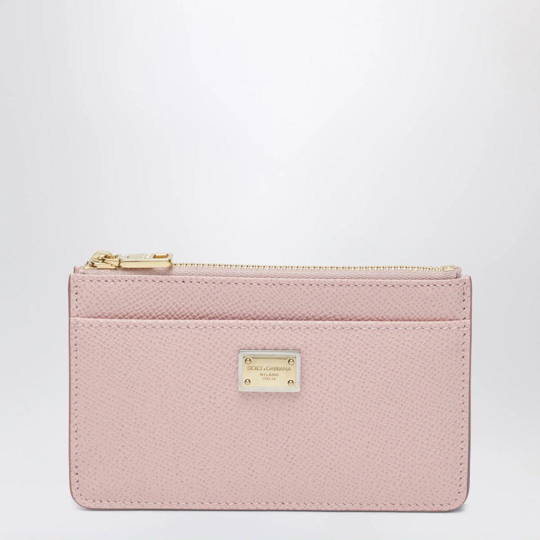 Dolce&amp;Gabbana - Dauphine calfskin card holder in nude pink Brand Apparel &amp; Accessories TU