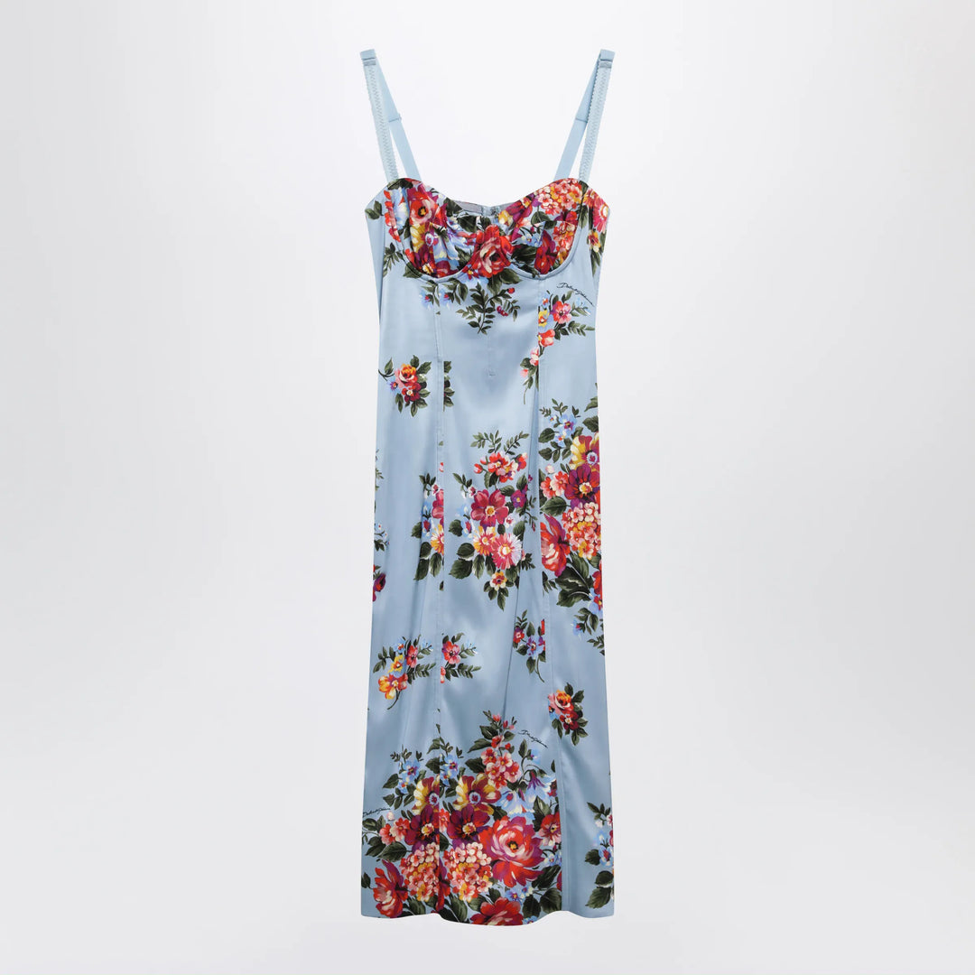 Dolce&amp;Gabbana - Midi dress in twill with floral print Brand Apparel &amp; Accessories