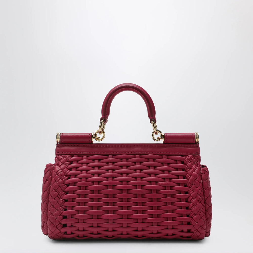 Dolce&Gabbana - Sicily mini woven nappa leather bag in hibiscus Brand Apparel & Accessories TU