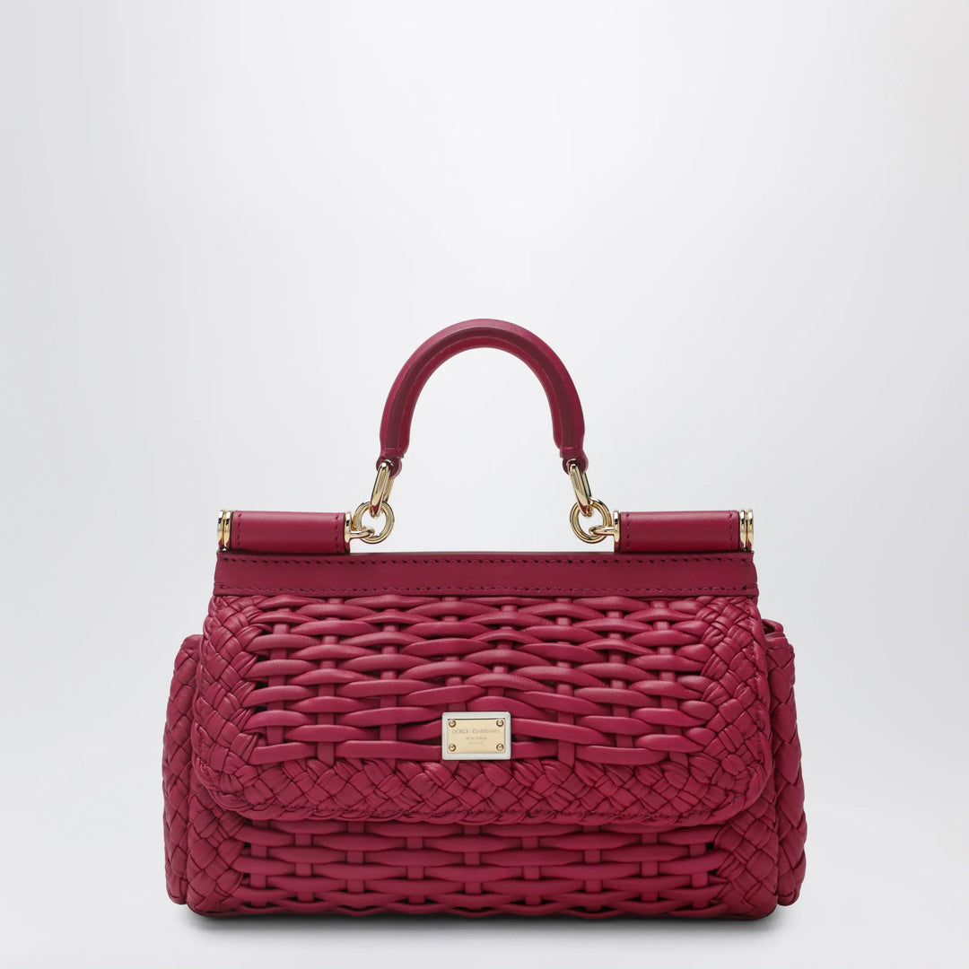 Dolce&amp;Gabbana - Sicily mini woven nappa leather bag in hibiscus Brand Apparel &amp; Accessories TU