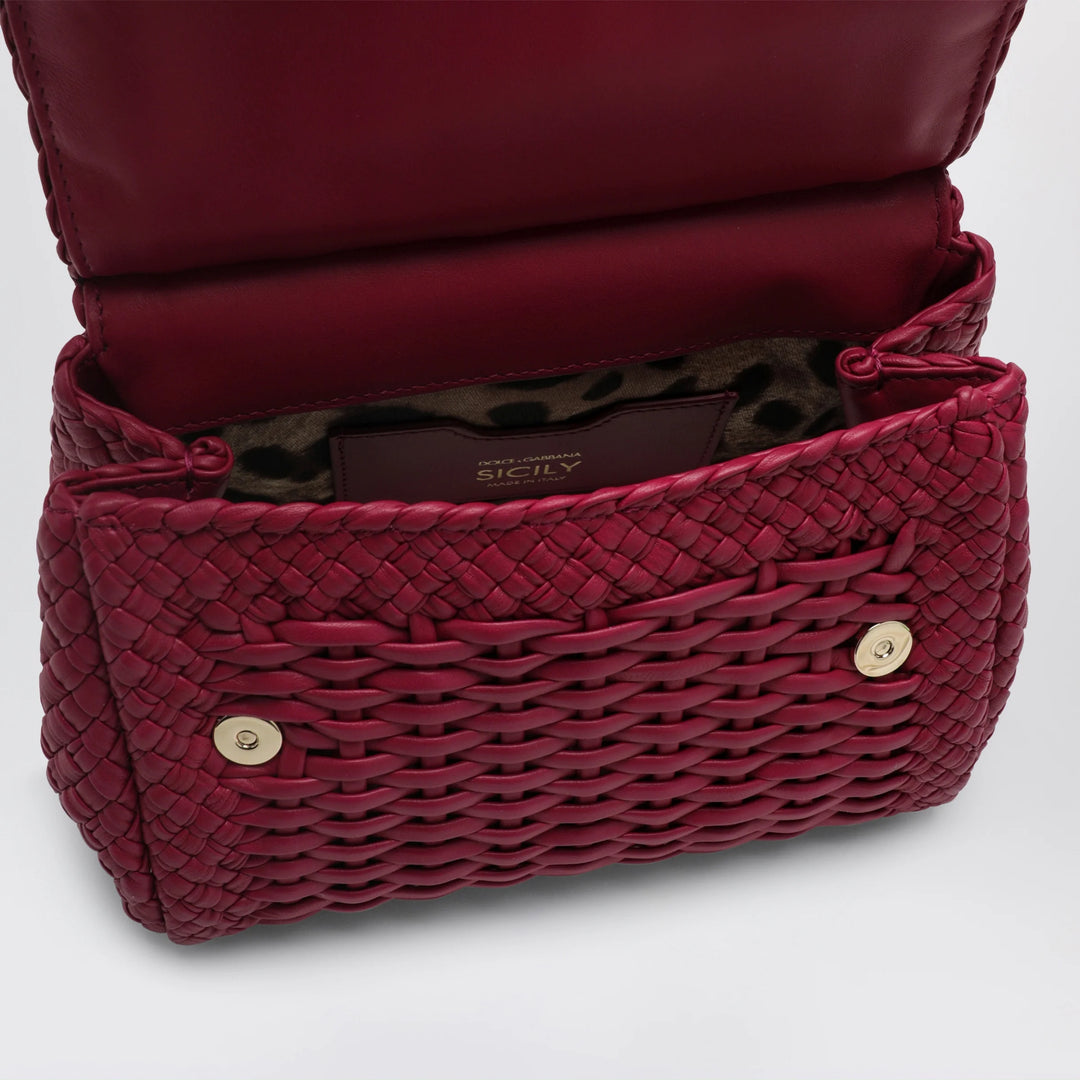 Dolce&amp;Gabbana - Small Sicily handbag in woven nappa leather, hibiscus Brand Apparel &amp; Accessories TU