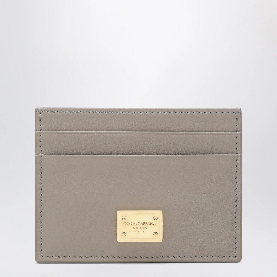 Dolce&amp;Gabbana - Taupe leather card holder with logo plaque Brand Apparel &amp; Accessories