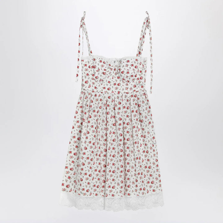 Dolce&amp;Gabbana - White mini dress with Roselline print Brand Apparel &amp; Accessories 42  IT