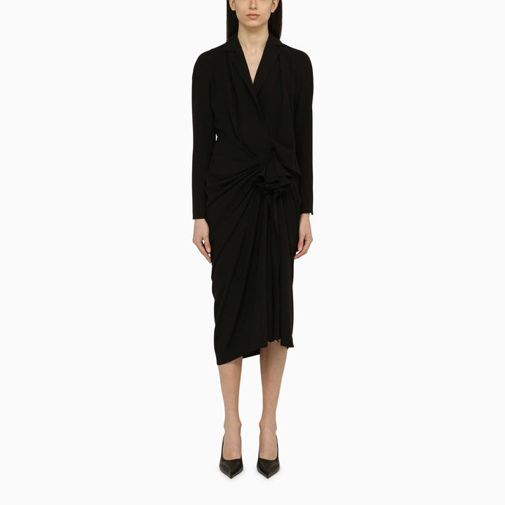 Apparel &amp; Accessories 38  FR Dries Van Noten - Black wool-blend dress with drape Brand
