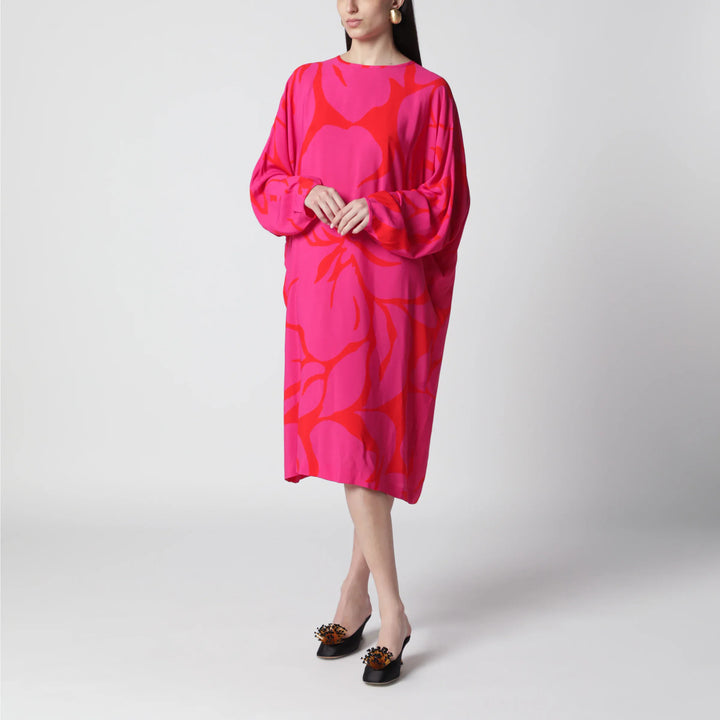 Dries Van Noten - Dress with Fuchsia Print in Viscose Brand Apparel &amp; Accessories M