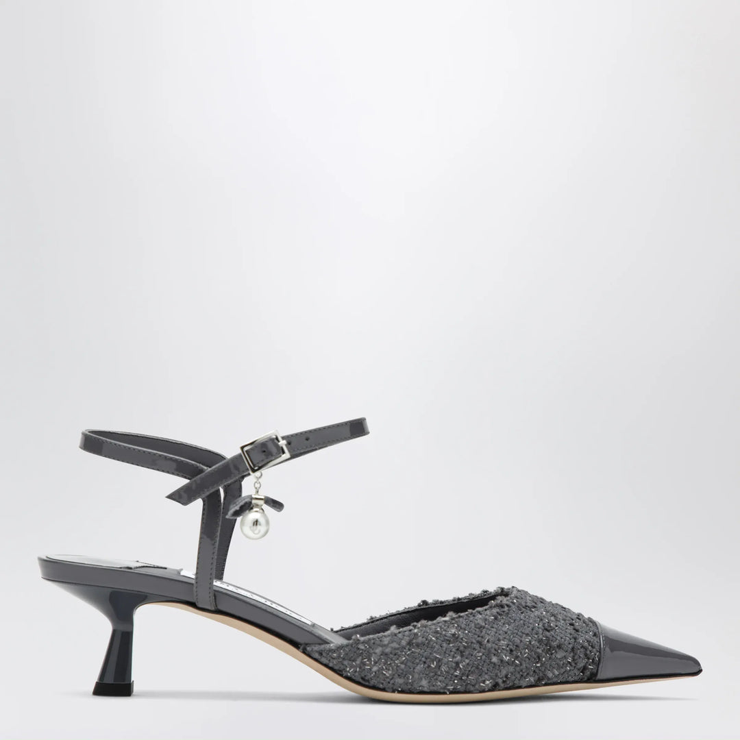 Jimmy Choo - Aren graphite leather and fabric slingbacks Brand Apparel & Accessories 36 IT