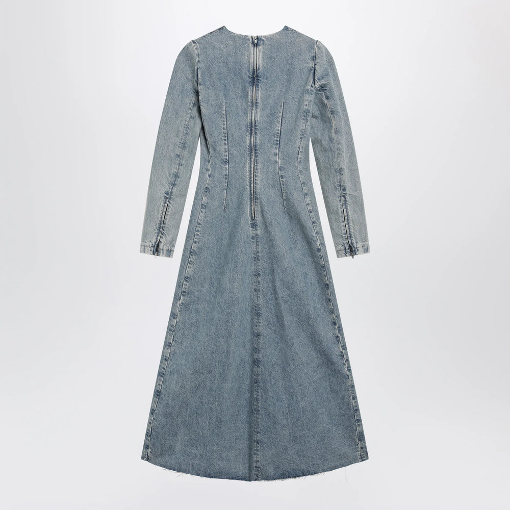 Maison Margiela - Cup-shoulder denim midi dress in ice blue Brand Apparel & Accessories 40  IT