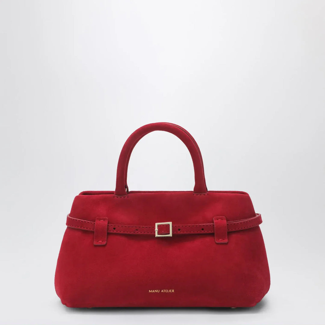 Manu Atelier - Le Cambon 25 red suede bag Brand Apparel &amp; Accessories TU
