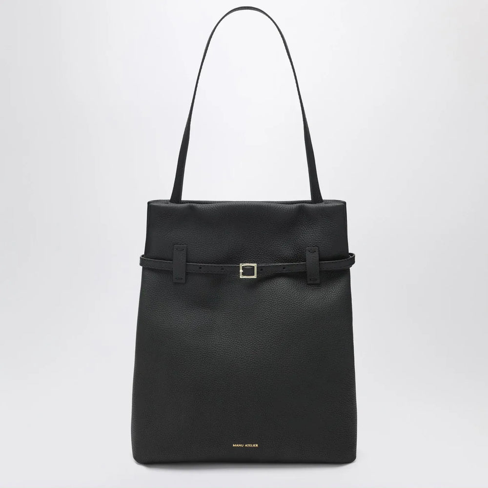 Manu Atelier - Tote Du Jour tote bag in black calfskin Brand Apparel & Accessories TU