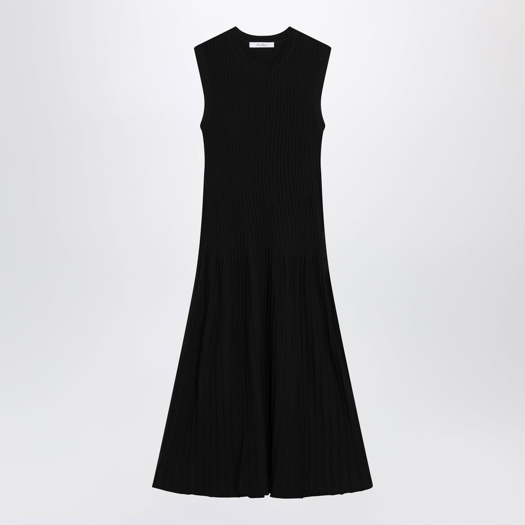 Apparel &amp; Accessories Max Mara - Midi fit-and-flare ribbed viscose crêpe dress in black Brand