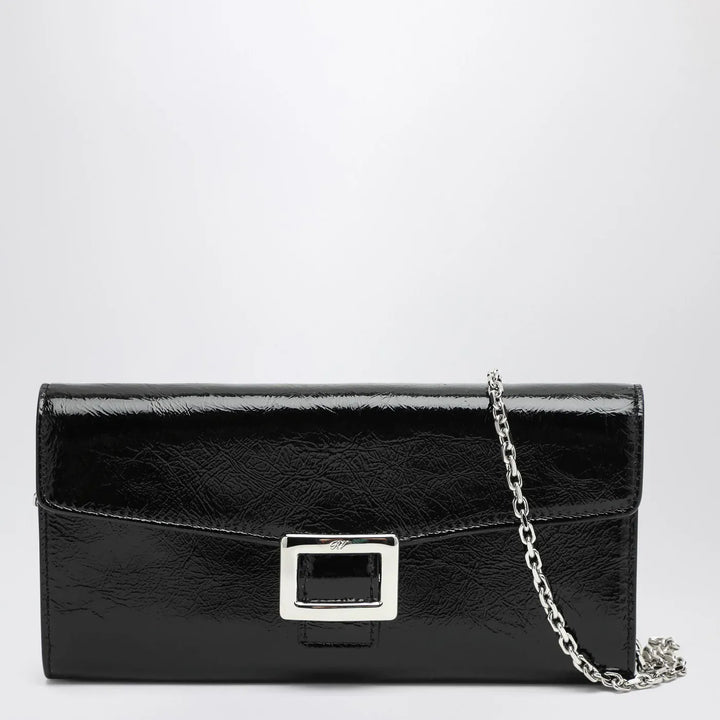 ROGER VIVIER - Belle Vivier black patent leather wallet with chain Brand Apparel &amp; Accessories TU