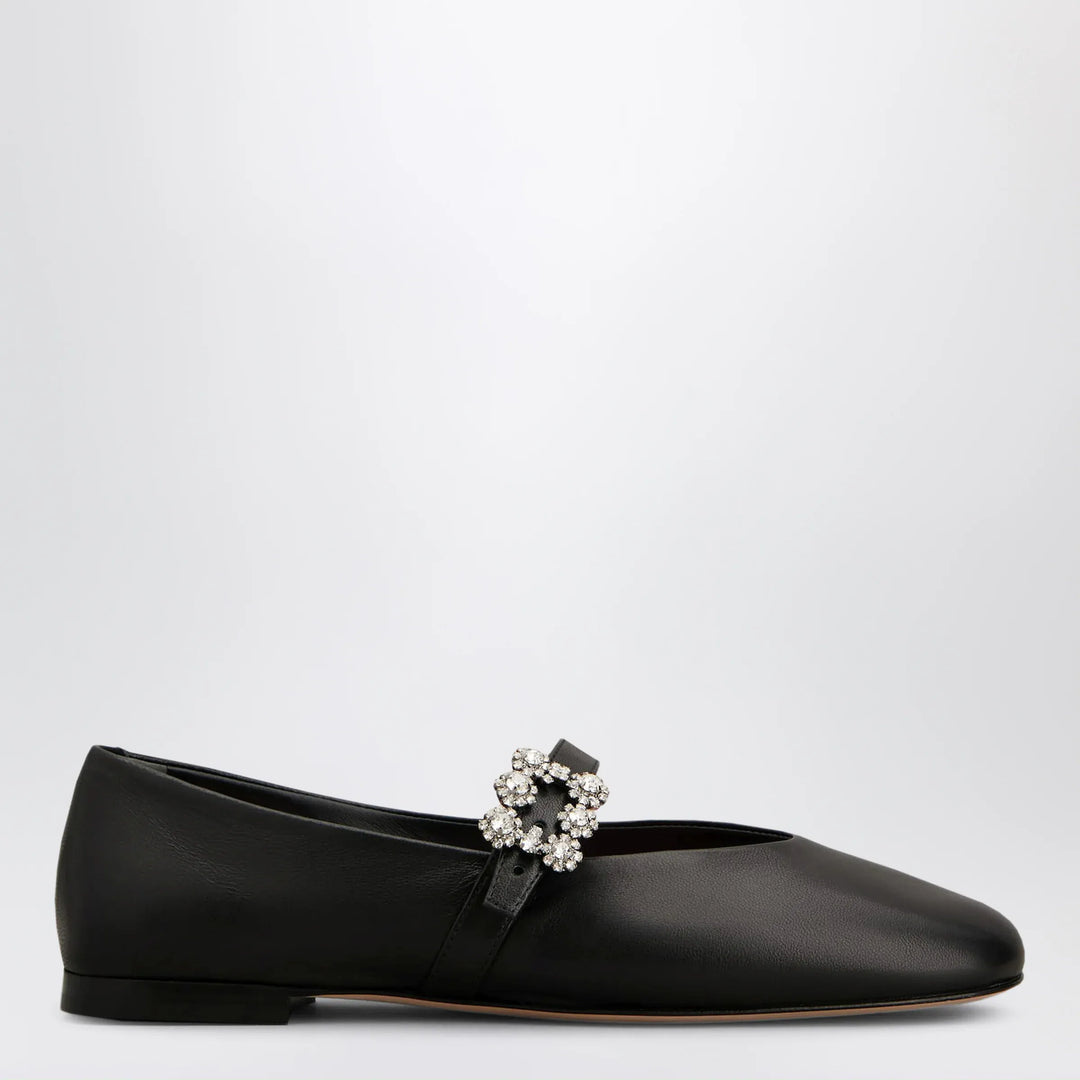 ROGER VIVIER - Black leather Efflorescence ballet flats with a strap Brand Apparel &amp; Accessories 36 IT