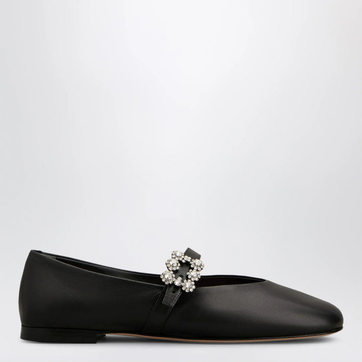 ROGER VIVIER - Black leather Efflorescence ballet flats with a strap Brand Apparel &amp; Accessories 36 IT