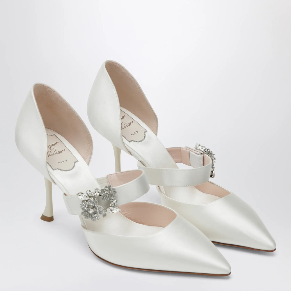 ROGER VIVIER - Mary Jane Dorsay Efflorescence in Light Blue Satin Brand Apparel & Accessories