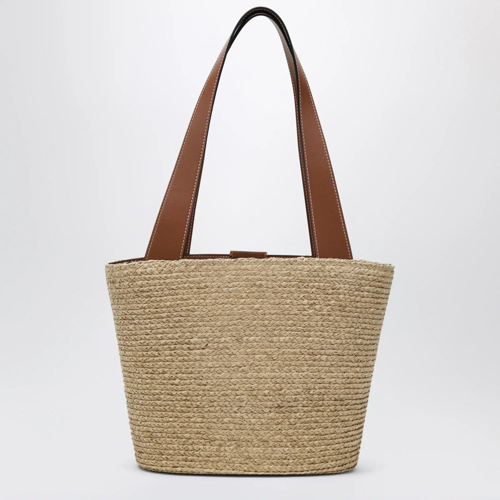 ROGER VIVIER - Viv' Skate Shopping Bag in Beige/Cognac Raffia Brand Apparel & Accessories TU