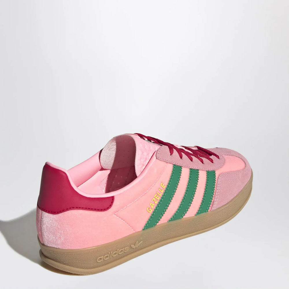 adidas Originals - Gazelle Indoor Court Green/Glow Pink/Gum velvet Sneakers Brand Apparel & Accessories > Shoes 5,5 UK