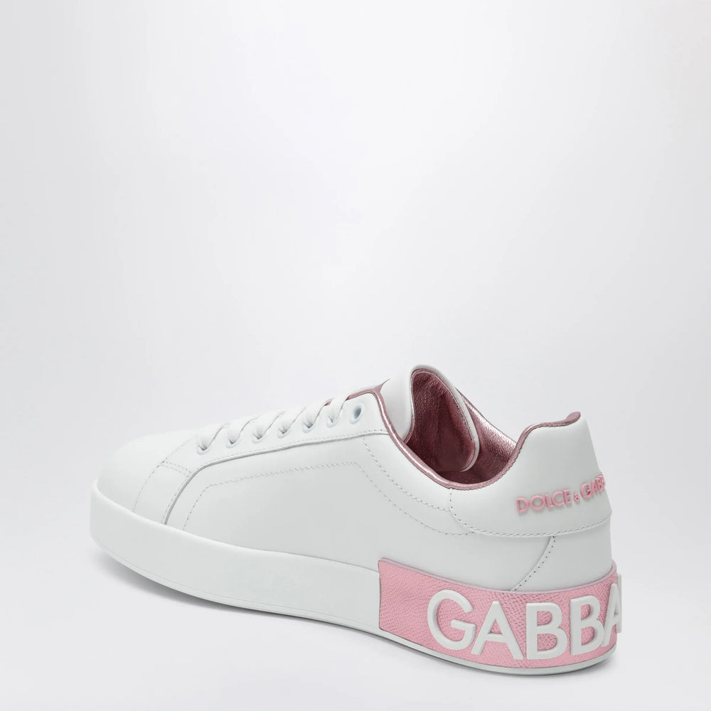 Dolce&Gabbana - Portofino white/pink leather sneakers Brand Apparel & Accessories > Shoes