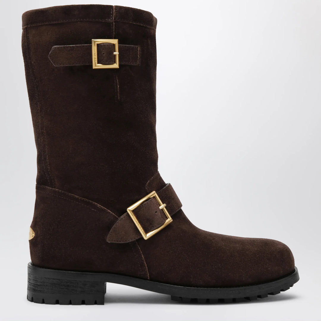 Jimmy Choo - Chocolate suede biker boots Brand Apparel & Accessories > Shoes 36 IT