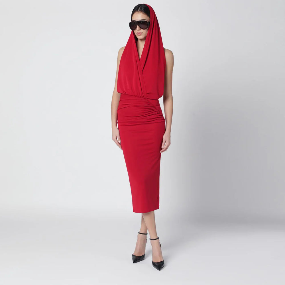 THE ANDAMANE - Red Annie hooded midi dress Brand Apparel & Accessories 38  IT