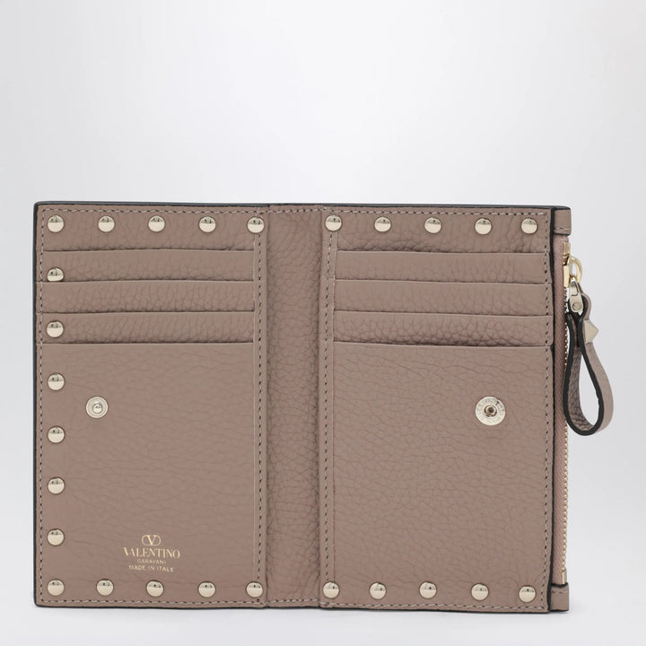 Valentino - Powder Pink Leather Rockstud Zip Card Holder Brand Apparel &amp; Accessories TU