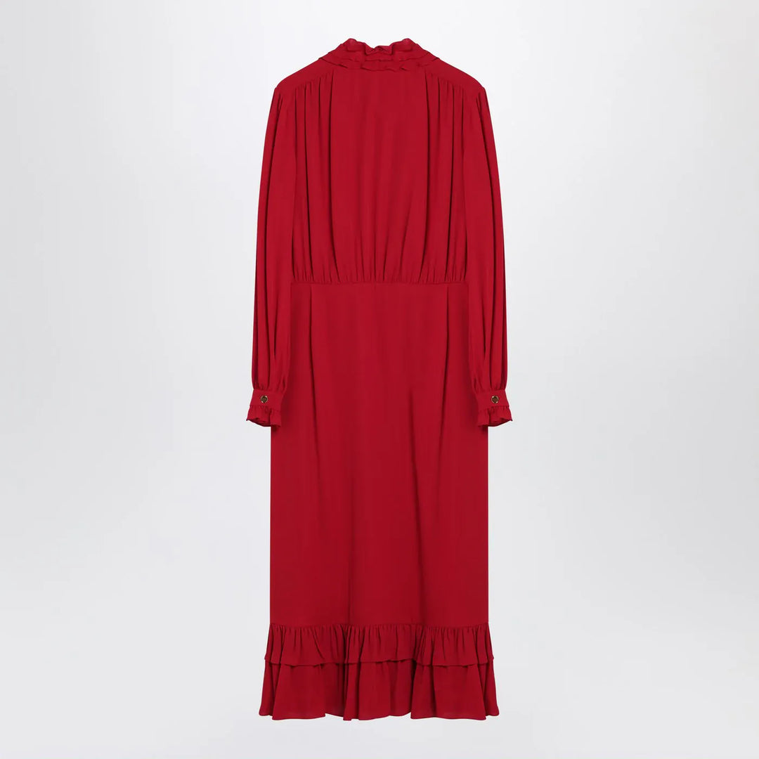 Valentino - Red dress with ruffled bow Brand Apparel &amp; Accessories 44  IT