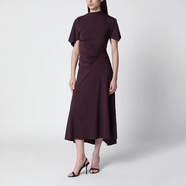 Victoria Beckham - Blackcurrant black draped midi dress Brand Apparel &amp; Accessories 6 UK