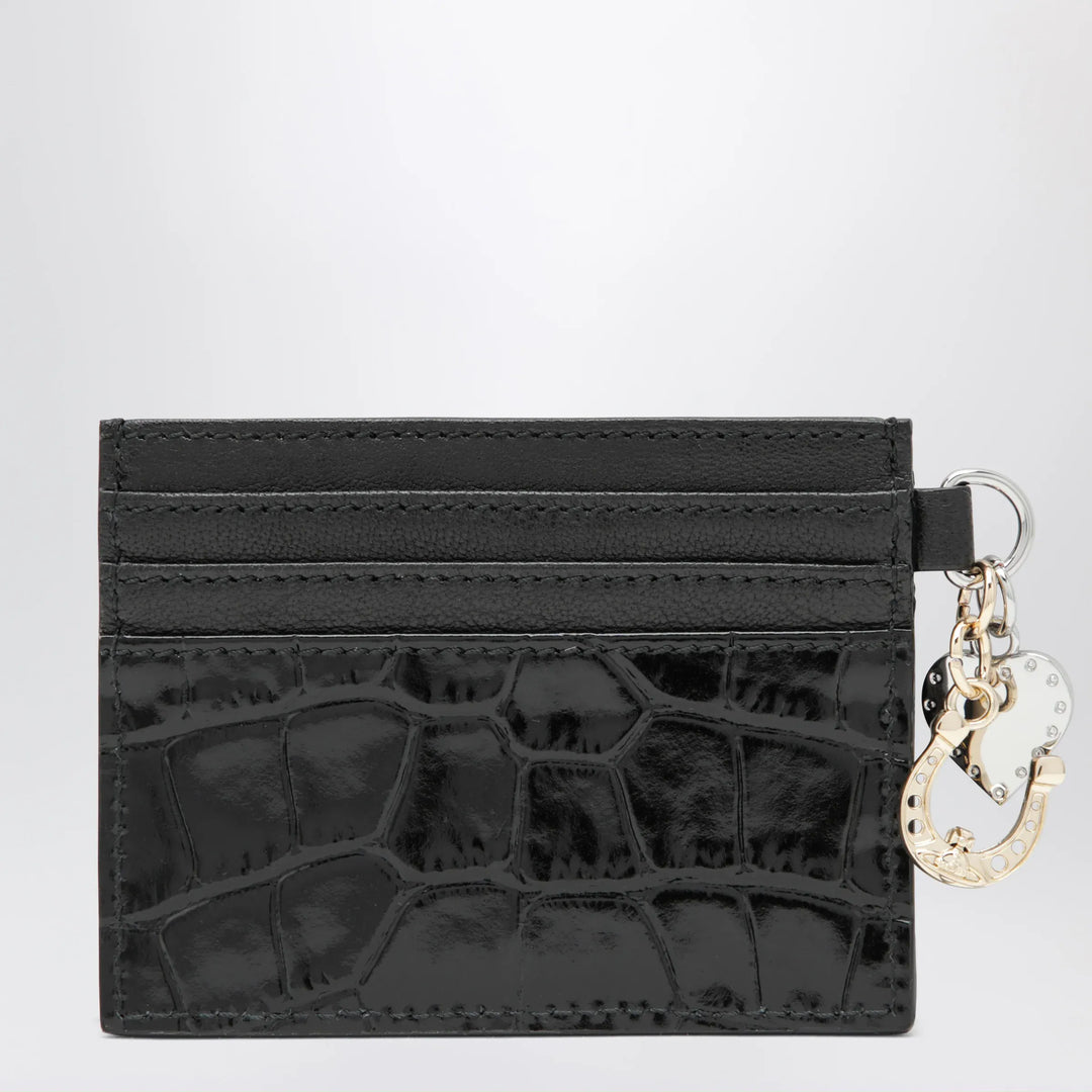 Vivienne Westwood - Croc-embossed leather card holder with charms, black Brand Apparel &amp; Accessories U