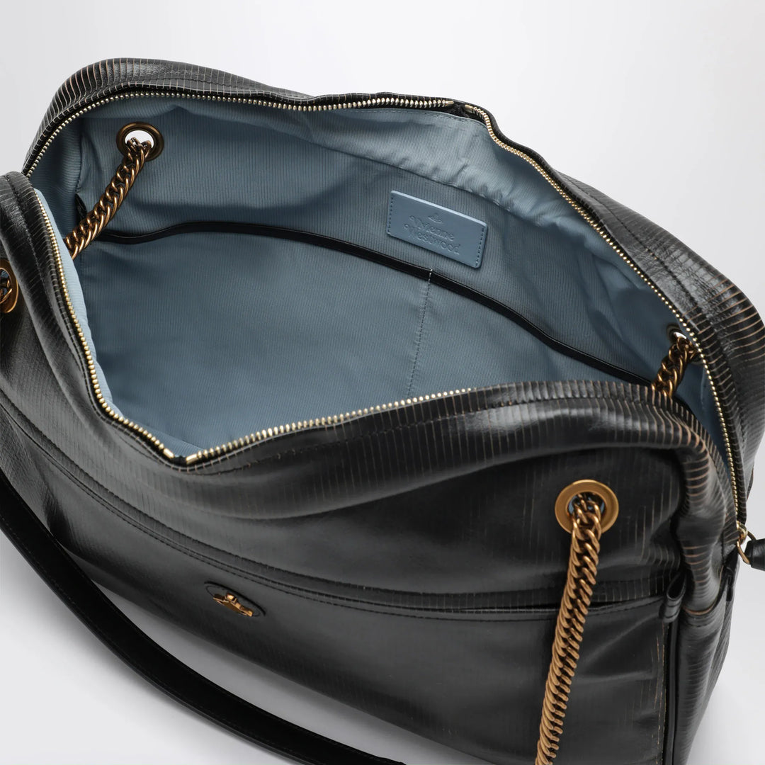 Vivienne Westwood - Dolce Large shoulder bag in textured calf leather black/beige Brand Apparel &amp; Accessories U