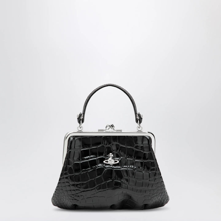 Vivienne Westwood - Granny Frame purse in croc-embossed black leather Brand Apparel &amp; Accessories U