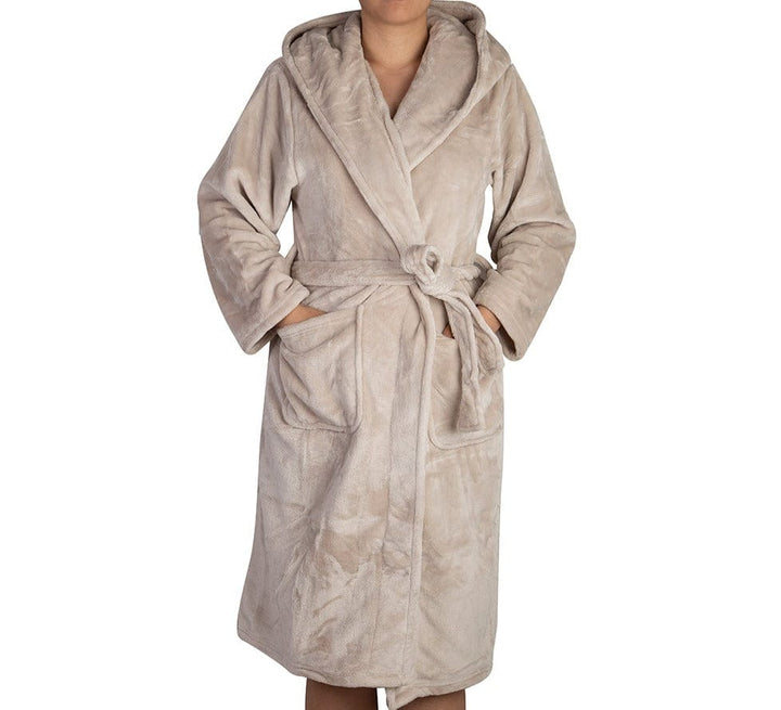 Brogo Bathrobe Brogo Microfiber Supersoft Hooded Bathrobe Sand L/XL Brand