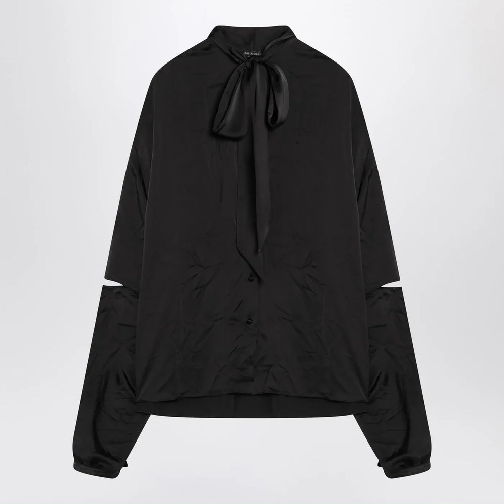 Balenciaga - Black satin blouse with bow Brand Blouse 36  FR