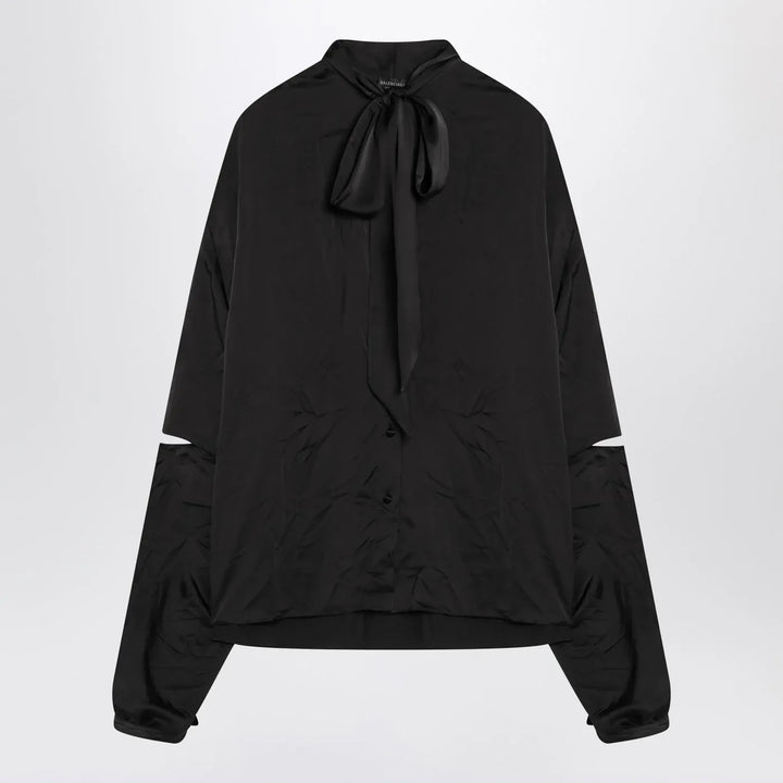 Balenciaga - Black satin blouse with bow Brand Blouse 36  FR