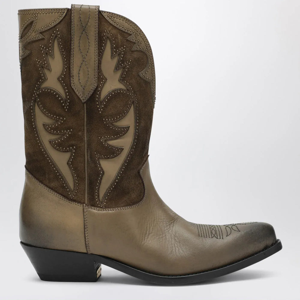 Golden Goose - Wish Star boots in khaki leather and suede Brand Boots 36 IT