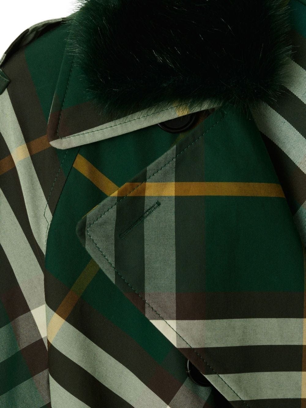 Burberry Coats 8 Burberry Coats Green Burberry Check Cotton Trench Coat – Shearling Collar & Belted Waist | ILG Brand
