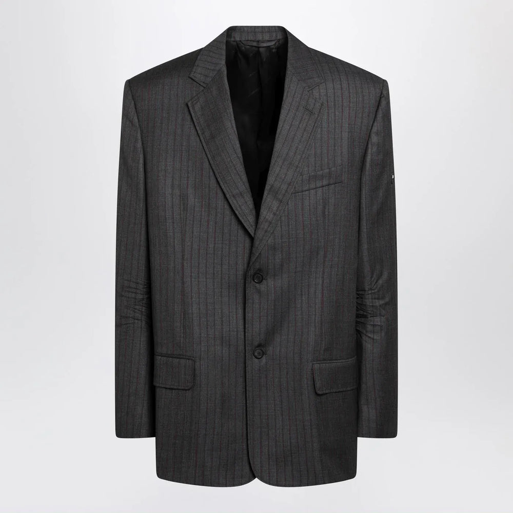 Balenciaga - Grey pinstripe wool single-breasted jacket Brand Coats & Jackets 48 IT