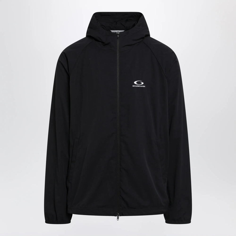 Balenciaga - Technical hooded track jacket in polyamide, black Brand Coats & Jackets S