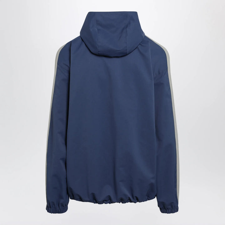 Balenciaga - Washed-effect technical satin track jacket in navy Brand Coats &amp; Jackets
